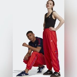 Adidas Originals 3D Trefoil 3 Stripe Lined Track Pants Joggers In Red Size M